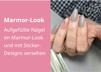 Marmor-Look Aufgefüllte Nägel im Marmor-Look und mit Sticker-Designs versehen
