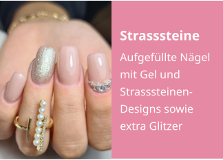 Strasssteine Aufgefüllte Nägel mit Gel und Strasssteinen-Designs sowie extra Glitzer