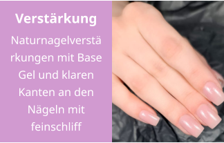 Verstärkung Naturnagelverstärkungen mit Base Gel und klaren Kanten an den Nägeln mit feinschliff